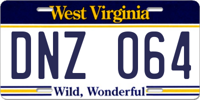 WV license plate DNZ064