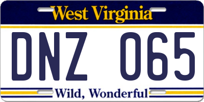 WV license plate DNZ065