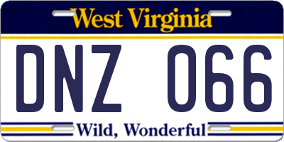 WV license plate DNZ066