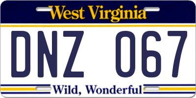 WV license plate DNZ067