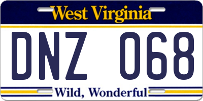 WV license plate DNZ068