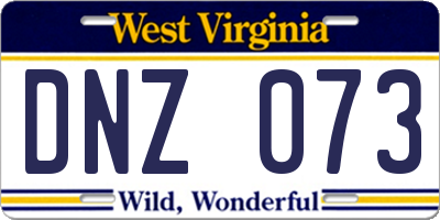 WV license plate DNZ073