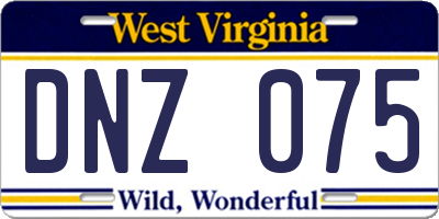 WV license plate DNZ075