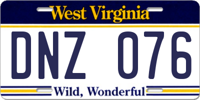 WV license plate DNZ076