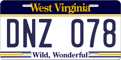 WV license plate DNZ078