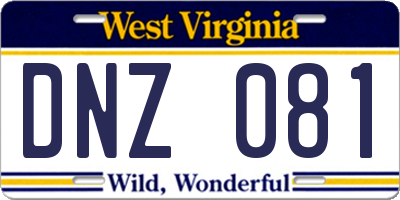 WV license plate DNZ081