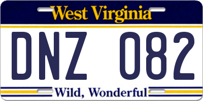 WV license plate DNZ082