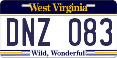 WV license plate DNZ083