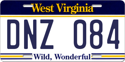WV license plate DNZ084