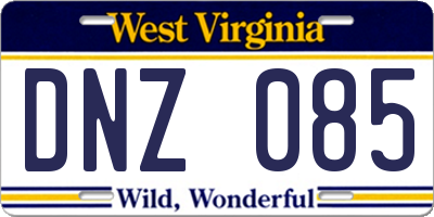 WV license plate DNZ085