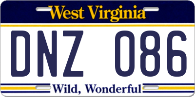 WV license plate DNZ086