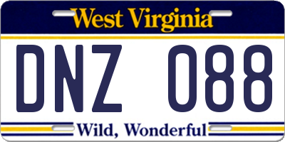 WV license plate DNZ088