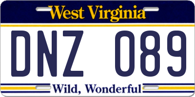 WV license plate DNZ089