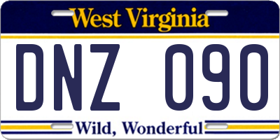 WV license plate DNZ090