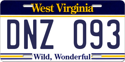 WV license plate DNZ093