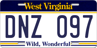 WV license plate DNZ097