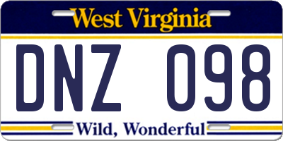 WV license plate DNZ098