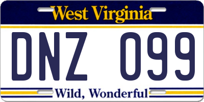 WV license plate DNZ099