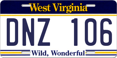 WV license plate DNZ106