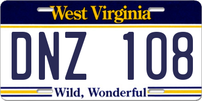 WV license plate DNZ108