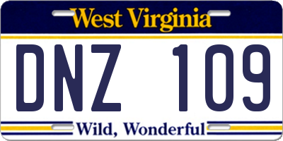 WV license plate DNZ109