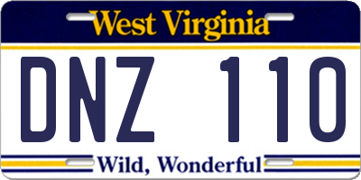WV license plate DNZ110