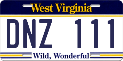 WV license plate DNZ111