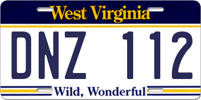 WV license plate DNZ112