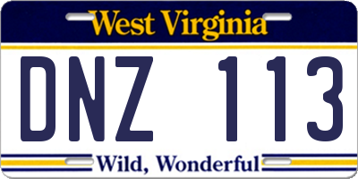 WV license plate DNZ113
