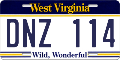 WV license plate DNZ114