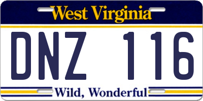 WV license plate DNZ116