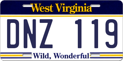 WV license plate DNZ119