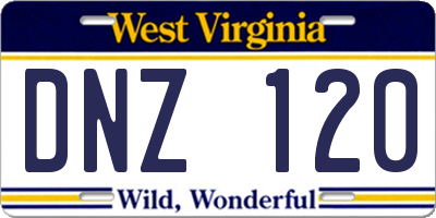 WV license plate DNZ120
