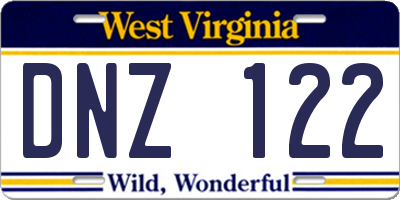 WV license plate DNZ122