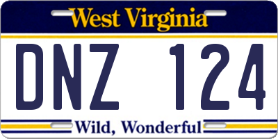 WV license plate DNZ124