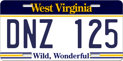 WV license plate DNZ125
