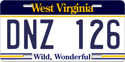 WV license plate DNZ126