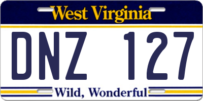 WV license plate DNZ127