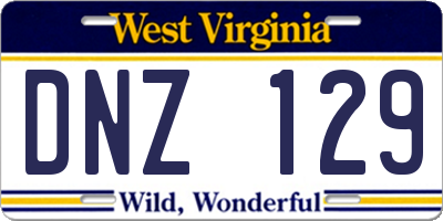 WV license plate DNZ129