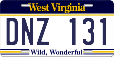 WV license plate DNZ131