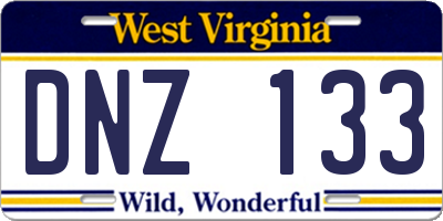 WV license plate DNZ133