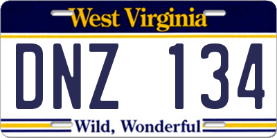 WV license plate DNZ134