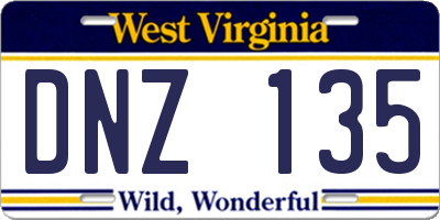 WV license plate DNZ135