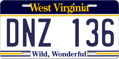 WV license plate DNZ136