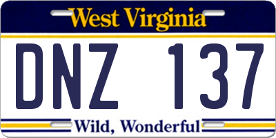 WV license plate DNZ137