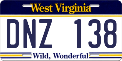 WV license plate DNZ138