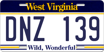 WV license plate DNZ139
