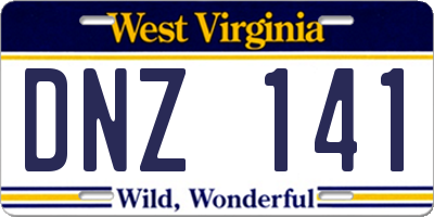 WV license plate DNZ141