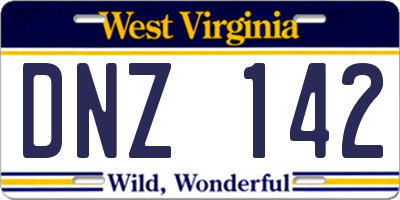 WV license plate DNZ142