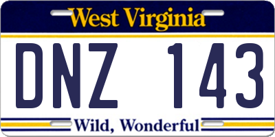 WV license plate DNZ143